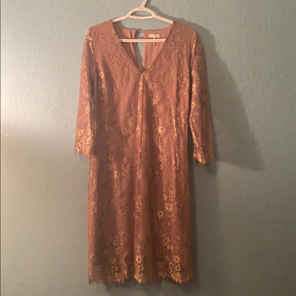 G & F collection lace overlay gold and pink M S